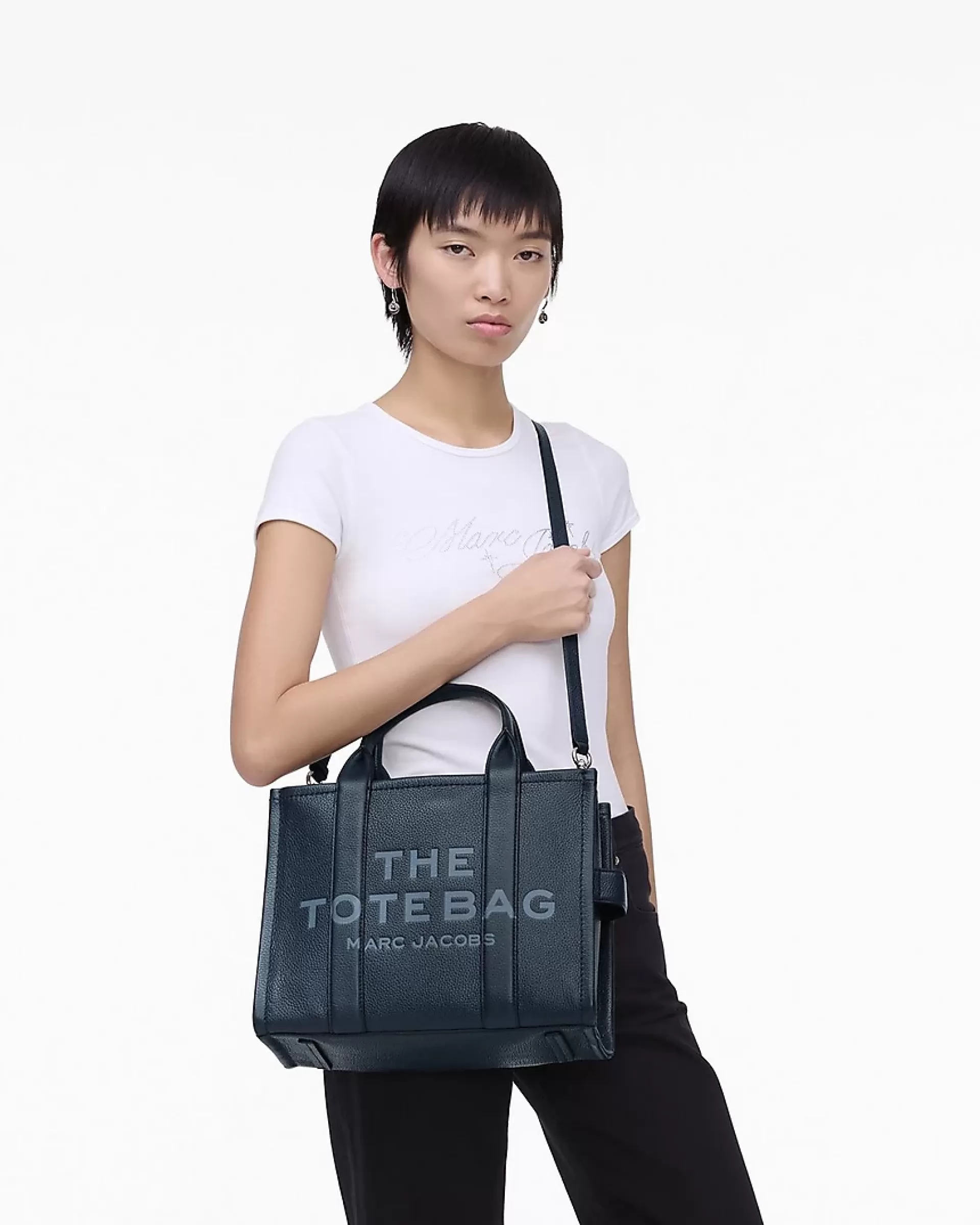 The Tote Bag Leather Medium - Blue Sea