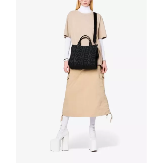 Marc Jacobs The Monogram Denim Medium Tote Bag Black Multi