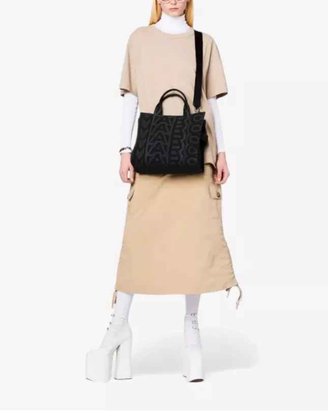 Marc Jacobs The Monogram Denim Medium Tote Bag Black Multi