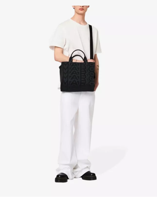Marc Jacobs The Monogram Denim Medium Tote Bag Black Multi